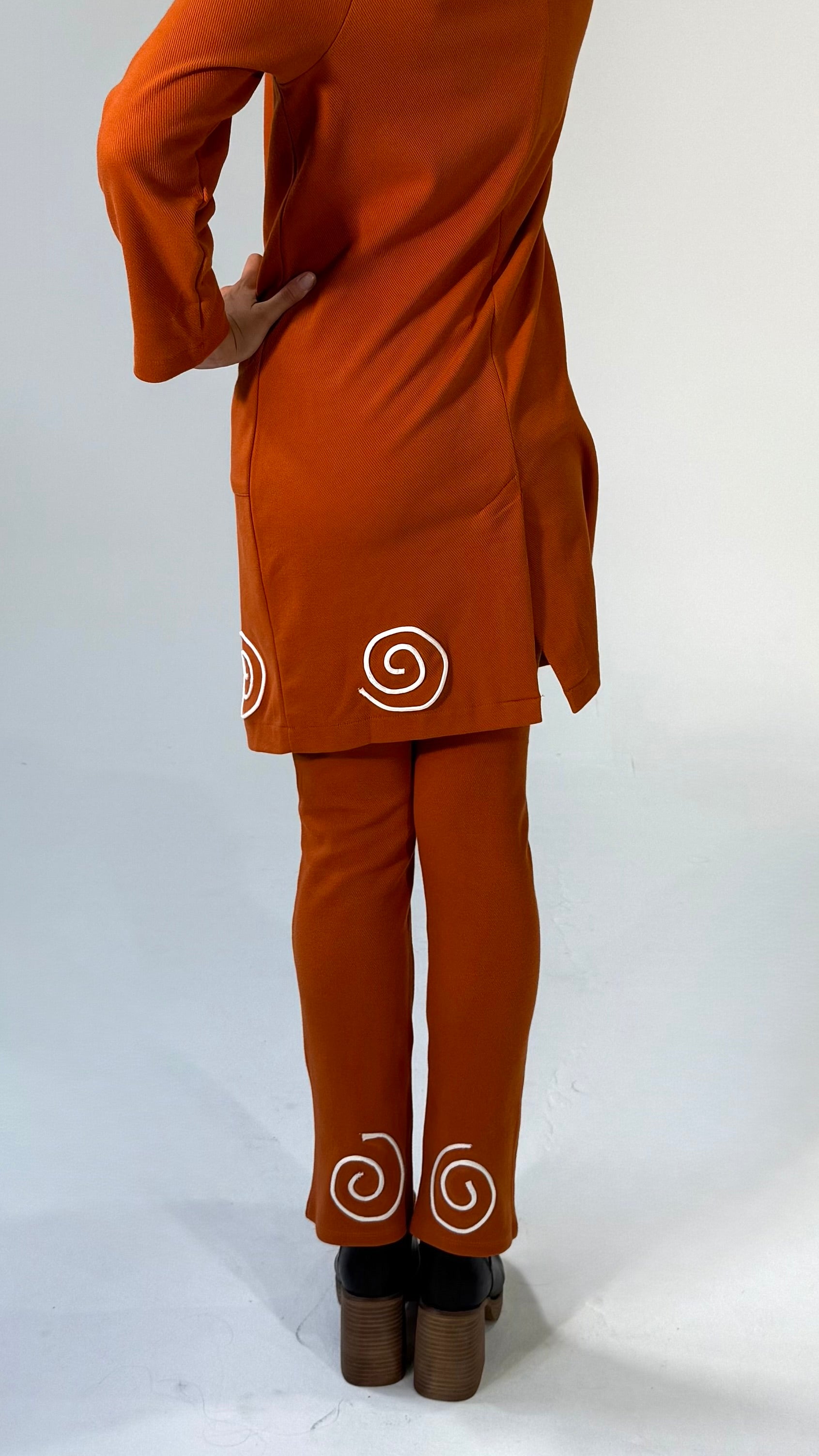 Knit Pants with Front Pintuck/Slit and Spiral Design- 2 Colors